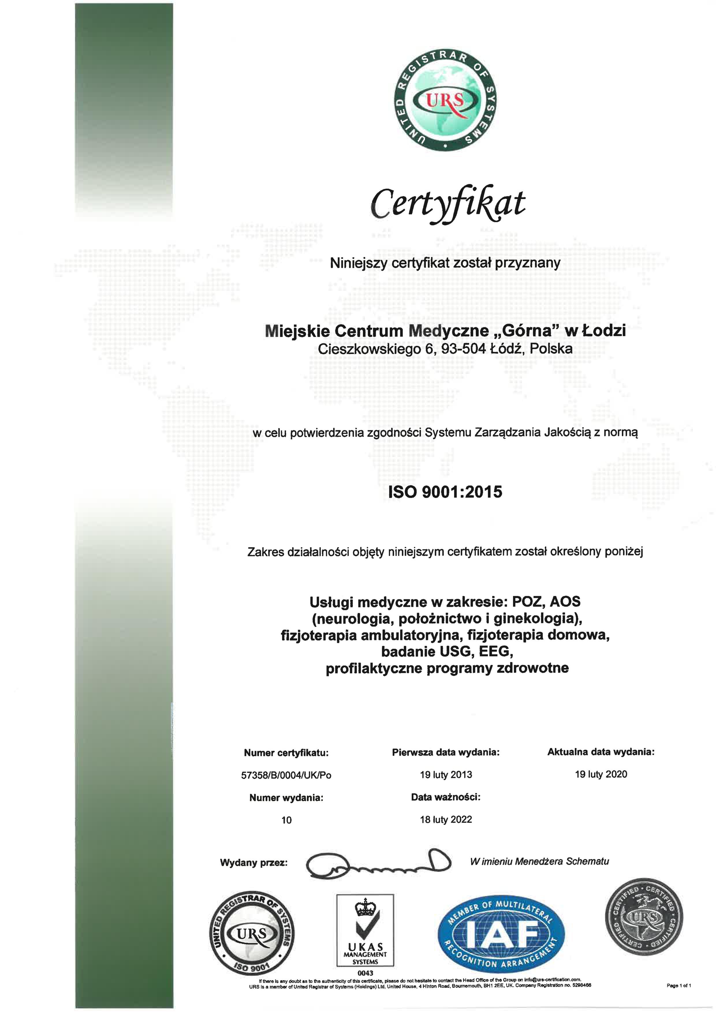 ISO 9001 Cieszkowskiego
