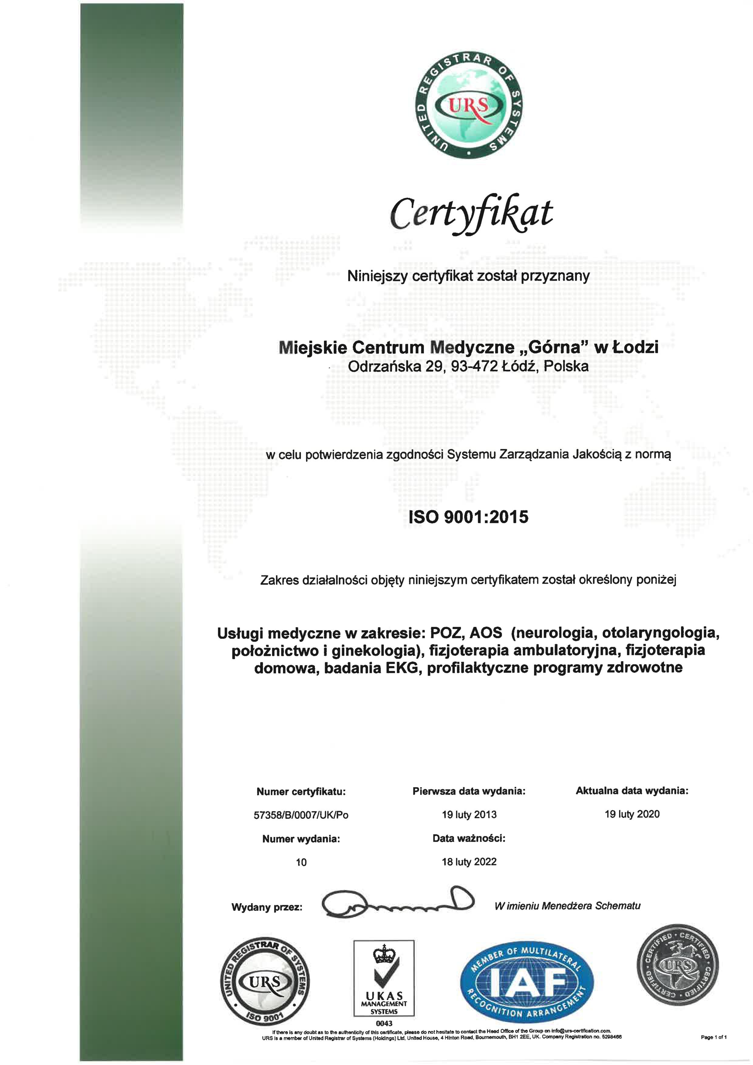 ISO 9001 Odrzańska