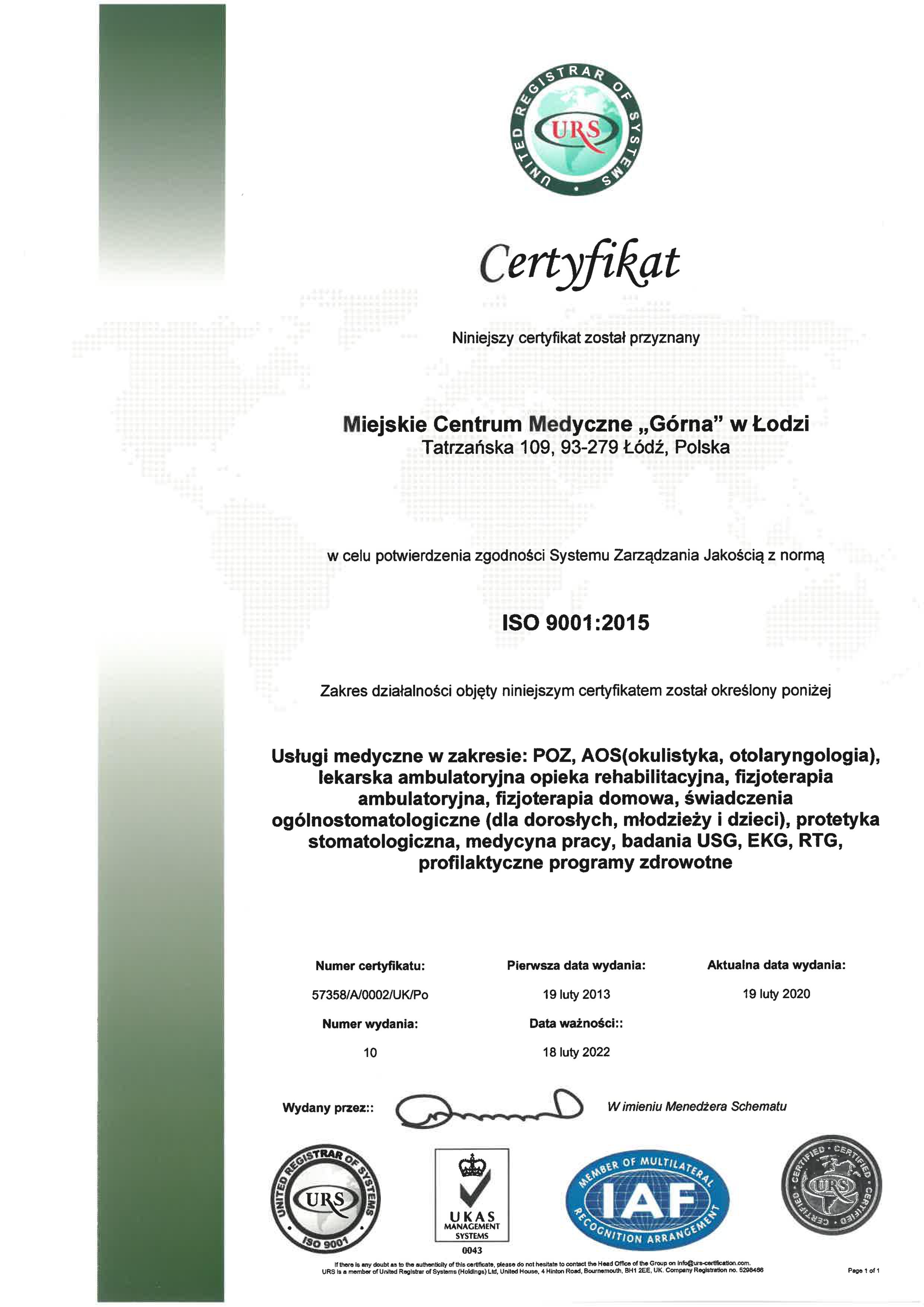 ISO 9001 Tatrzańska